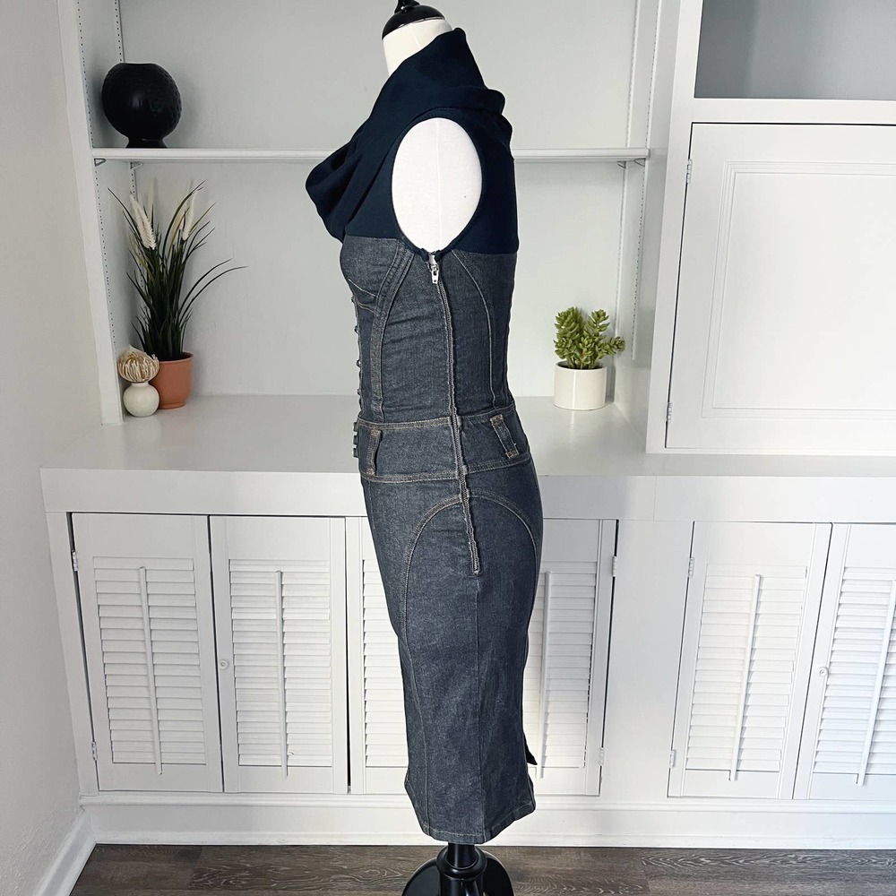 Vintage D&G Dolce & Gabbana Denim Fitted Bustier Dress Size XS - Picture 4 of 10